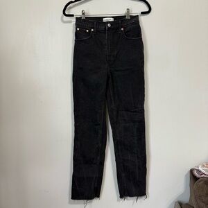 Abercrombie and Fitch The 90s Straight Ultra High Rise Black Denim Jeans Sz 26 R